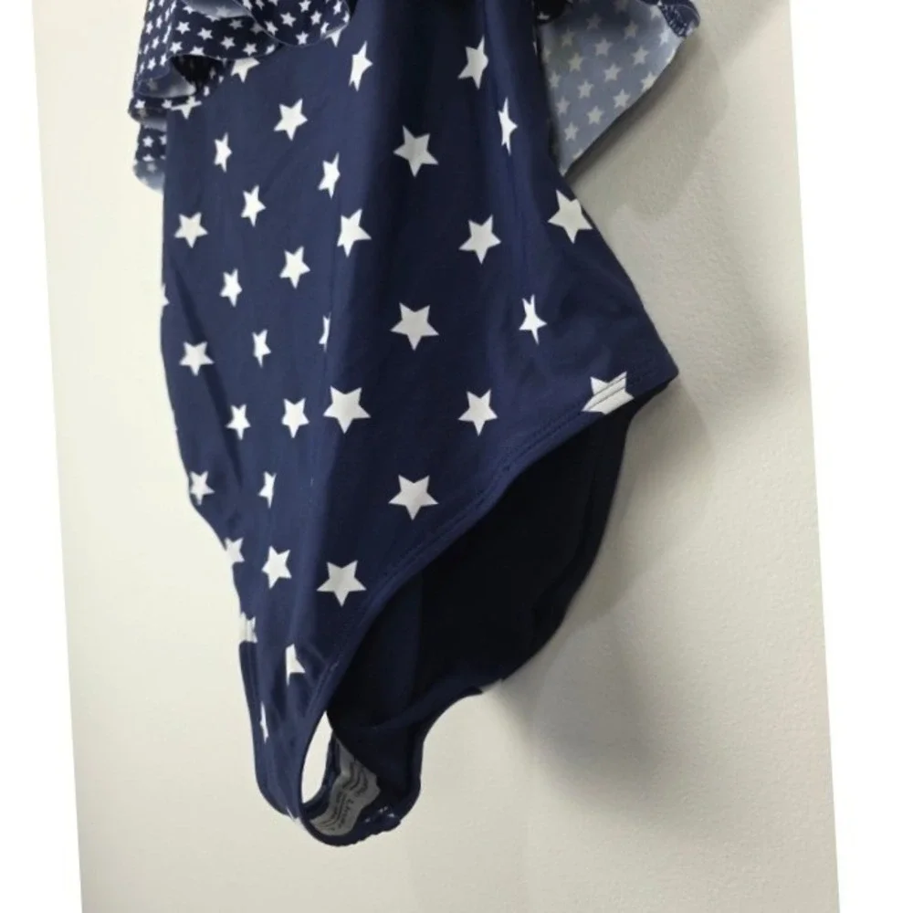Peyton & Parker One Piece Swimsuit 22.5 Plus Girls 4th‎ July Swim Stars NWT